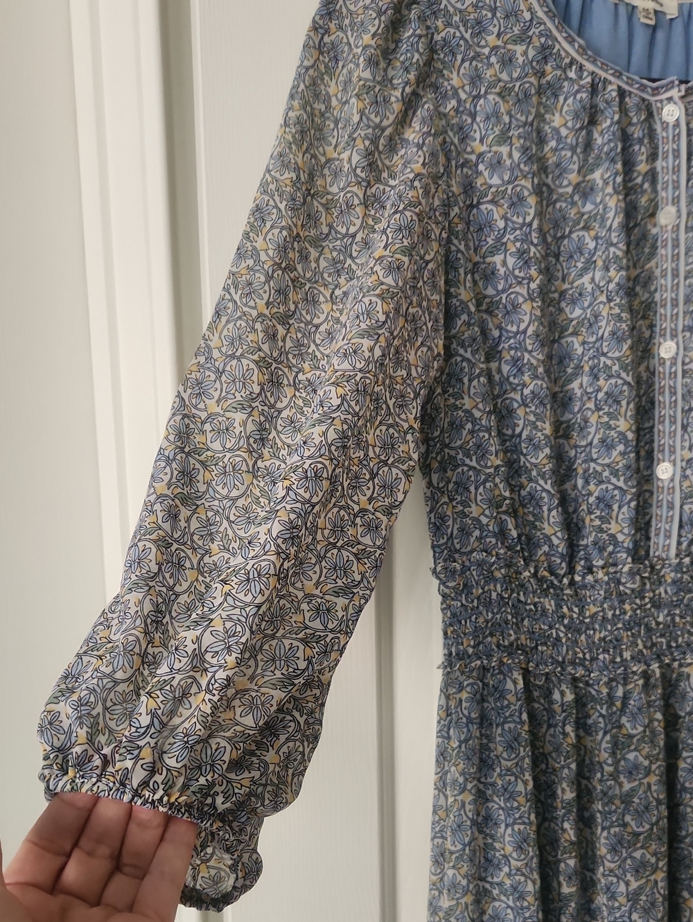 Max Studio Blue Floral Tiered Long Sleeve Maxi Dress - Picture 1 of 6